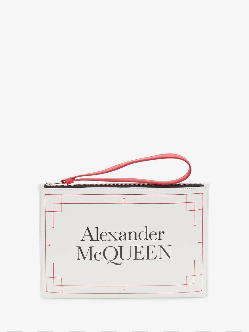 Carteras Alexander McQueen Signature Pouch Mujer - Blancos/Negros - Mexico 970-ODQRHW